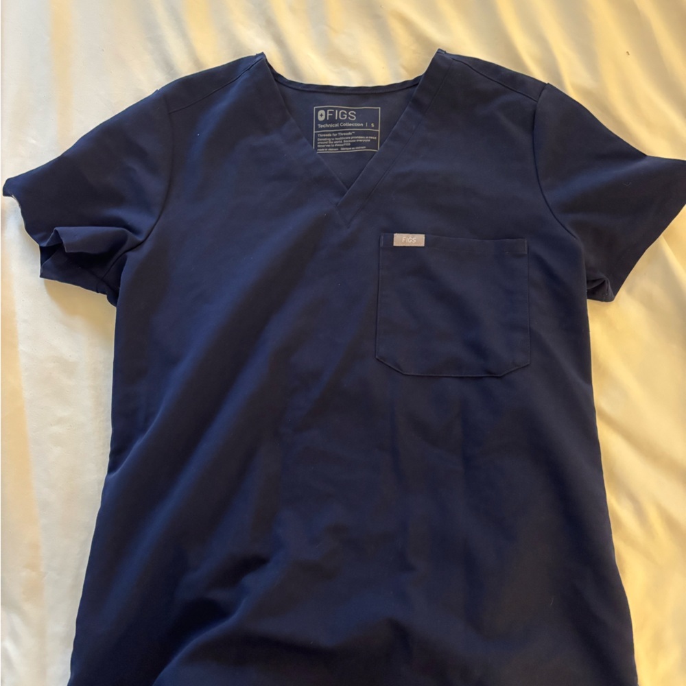 Figs Blue Crew Neck Short Sleeve T-Shirt